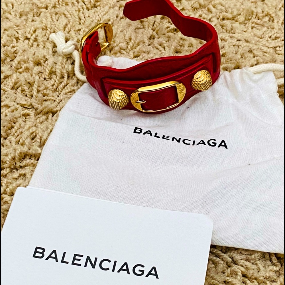 Balenciaga bracelet Agneau Arena Giant Bracelet Rouge Coquelicot.